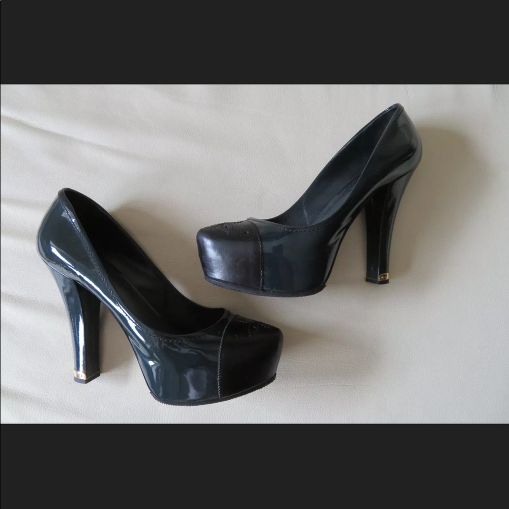 Louis Vuitton Cap Toe Platform Navy Leather 40